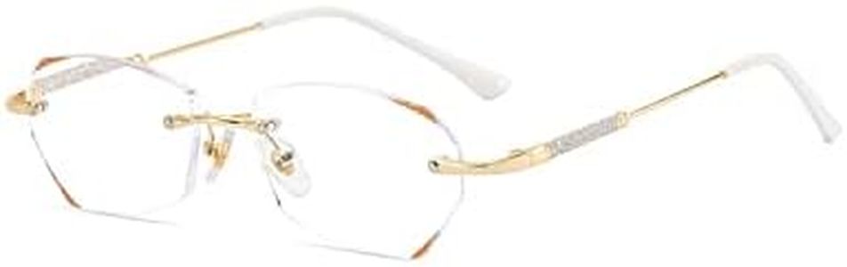 LUFF Rimless Reading Glasses for Women,Fashion Lightweight Anti Blue Light Readers Classic Metal Comfortable Frame glasses