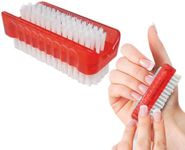 LOLA Products Hand & Nail Brush, 2 Sided - Soft & Stiff, Long-Lasting, Comfortable No-Slip Grip, Cleans Hands & Fingernails, Red- 1 Pack