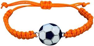 Soccer Bracelet, Soccer Jewelry, Adjustable Unisex Soccer Paracord Bracelets - Soccer Gift (Orange)