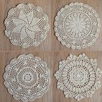 SouthMage 4 Hand Crochet Round Lace Doilies 12 inches for Table Placemats