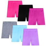 Auranso Girls Dance Shorts Breathable and Comfy Kids Cycling Shorts 6 Pack Stretchy Dancing Bike Pants for Girl Sports Play Underdress 2-10 Years (Coloured 5, 6-7 Years)