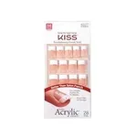 KISS Salon Acrylic Press On Nails, Nail glue included, 'Sugar Rush', French, Medium Size, Square Shape, Includes 28 Nails, 2g Glue, 1 Manicure Stick, 1 Mini File