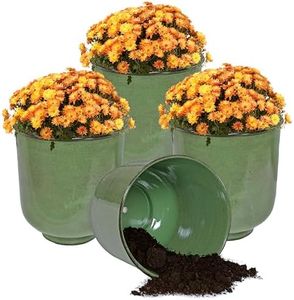 Sunnydaze Vivian 11" Metal Outdoor Plant Pot Set with Drainage Holes and Rubber Plugs - Jade Glaze - Set of 4