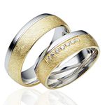 JC Wedding Rings 925 Sterling Silver Gold Plated Pair I Wedding Rings Bi-Colour with Free Engraving I Engagement Rings 7 mm Wide Including Case Box I Women's Ring with 7 Stones I Size 45 to 75 I LC01