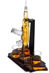 BILLIONTH Barrel Crystal Whiskey Decanter & Whiskey Glasses Set | Crystal Decanter Set with 4 Bullet Whiskey Glasses | Beloved Husband Or Dad Birthday Gift