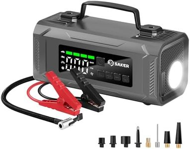 Saker Jump Starters - Tire Inflator Portable Air Compressor|Car Battery Charger|1500A Jump Starter Battery Pack|10400mah Portable 15V Jump Box with LED Light|Automotive Emergency Kits for Vehicles