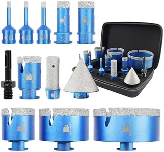 BRSCHNITT Diamond Core Drill Bit Set - 6/6/8/20/25/35/50/75/100mm Tile Hole Saw Kit for Porcelain Tile Ceramic Marble Granite 4/5”&2“Finger Chamfer Bit