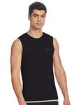 Van Heusen Athleisure Men Gym Regular Fit Vest-Cotton Spandex-Moisture Wicking, Ultra Soft, Shape Retention_60081_Black_M