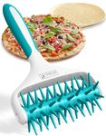 Orblue Pizza Dough Docker, Pastry Roller with Spikes, Pizza Docking Tool for Home & Commercial Kitchen - Pizza Making Accessories That Prevent Dough from Blistering, Aqua