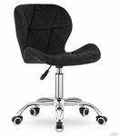 Amazon Brand - Umi Height-Adjustable Velvet Office Study Desk Chair for Salon, Spa, Bar in Black Color