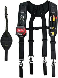KUNN Tool Belt Suspenders for Men with Magnetic Wristband,Heavy Duty Work Suspender for Construction Electricians Carpenter Framer Tool Belts,Black