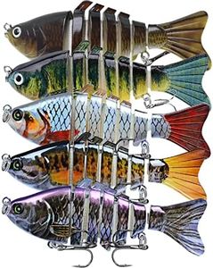 5pcs Fishing Lures, BetterJonny Multi Jointed Swimbaits Segmented Slow Sinking Swimming Lure Lifelike Hard Bait with Fishing Hooks for Freshwater Saltwater Bass Trout Perch Pike Men