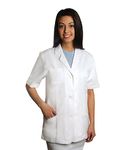 RANK Women's Cotton Polyester White Medical Lab Coat |Half sleeves Breathable Doctors Nurese Lab Uniform For Student Size - M (White)