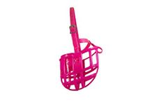 Birdwell Enterprises - Plastic Dog Muzzle with Adjustable Plastic Coated Nylon Headstall - Made in The USA - (Medium, Pink)