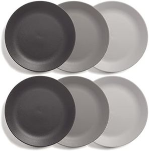 US Acrylic Everest Ultra-Durable Plastic 10 inch Dinner Plates in Grey Stone | Set of 6 Reusable, BPA-Free, Made in the USA, Dishwasher Safe Dinnerware