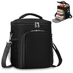 Large Lunch Bag for Women Men 15L Insulated Reusable Lunch Bag Double Deck Leakproof Cooler Bag with Adjustable Strap for Work, Picnic, Hiking, Beach, Fishing,Black