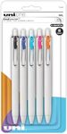 Uni-Ball® One Retractable Gel Pens, Micro Point, 0.5 mm, White Barrel, Assorted Ink, Pack Of 5 Pens