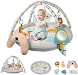 GoldEnough Baby Play Mat, Activity Gym Play Mat for Newborn with Hanging Toys Tummy Time Pillow and Comfy Baby Mats for Floor Play Playmats & Floor Gyms Toys for 0-36 Months Infants Newborn