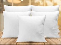 Ship Smart Rotto Vaccum Packed Fiber Square Cushion Pillow Inserts or Fillers for Sofa & Bed - Pack of 5, 16" X 16" (White, SSRotto_Sq516Flr0001)