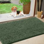 IM HOME Durable Chenille Absorbent Outoor Doormat 24" x 36", Muddy Washable Door Mats for Dog Non Slip Heavy Indoor Doormat Soft Front Inside Doormat for Entryway, Mud Dog Paws, Patio Olive