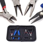 Cheriswelry 4pcs Pliers Tool Set Wire Cutter Plier Round Nose Plier Side Cutting Plier Split Ring Plier Small Tool Kit for Jewellery Repair Beading