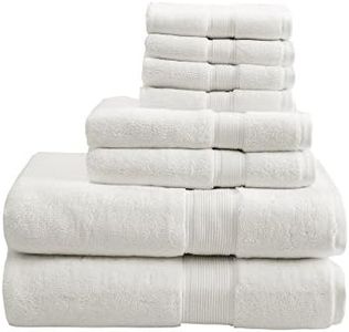 Madison Park Signature 800GSM 100% Cotton Luxury Bathroom Towels,Long Oversized Linen Cotton Bath Towel Set, 8-Piece Include 2 Bath Towels, 2 Hand Towels & 4 Wash Towels, Cream