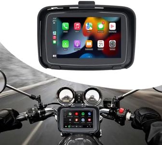 ABUWU Motorcycle GPS Navigation System, 5 Inch Touchscreen with Wireless CarPlay/Android Auto Bluetooth IPX7 Waterproof for Motorbike