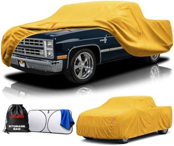 Waterproof Heavy Duty Truck Cover Custom Fit Chevy C10 1973-1987 Crew Cab Long Bed(8'), Full Exterior Covers with Cotton Liner and Breathable Ventilation Mesh, Car Cover with Zipper