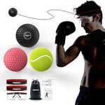 PROIRON Boxing Reflex Ball -Improve Reaction Speed and Hand Eye Coordination, 3 Different Soft Boxing ball and 2 Adjustable Headband for Training at Home, Punching Ball Reflex Bag with Safety Glasses