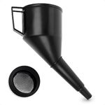 BFG Fuel Funnel for Oil Can, Oil Funnel for Car, Large Funnel for Petrol with Anti Static Strainer, Garage & Workshop Equipment, Fuel Funnel with Filter for Machine Oil, Black Petrol Funnel Large