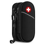 SITHON Double-Layer Epipen Carrying Case, Travel Medication Organizer Bag Emergency Medical Pouch Holds 2 EpiPens, Asthma Inhaler, Anti-Histamine, Auvi-Q, Allergy Medicine Essentials, (Black)