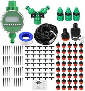 98ft /30m Irrigation System, ROFMAPLE Drip Irrigation Kit with Automatic Water Timer Distribution Tubing Hose Greenhouse Watering Systems Mist Irrigation System for Garden, Patio, Greenhouse, Lawn