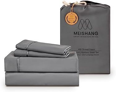 MEISHANG Bamboo Viscose Sheet Set King Size - 100% Pure Organic Viscose - 400TC Bamboo Viscose Cooling Bed Sheets Set - Fit 16 Inch Deep Pocket - 4 Piece Set Silky Soft Luxury - King, Dark Gray