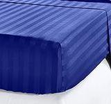 Soft Super King Bed Sheet, 100% Cotton Fitted Sheet, 500 TC, No Pop-Off Elastic, Deep Pocket Cooling Sheets, Sateen Weave Bottom Sheet with Head & Foot Tags, Super King Fitted Sheets (Real Blue)