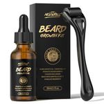 Beard Growth Kit – Biotin Beard Growth Oil with Roller for Promote Hair Regrowth - Beard Serum for Facial Hair Treatment Masculine Thick, 1 Fl Oz