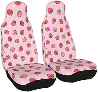 Dujiea Pink Strawberry 2 Pcs Universal Auto Seat Covers Front Seats Only, Vehicle Bucket Seat Protectors Fit for Most Car SUV Sedan and Truck