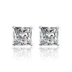 HIGHSPARK 925 Silver Square Solitaire Stud Earrings | 92.5 Sterling Silver & Square Brilliant Cubic Zirconia Tops for Men Women Boys & Girls | Silver 6mm