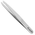 Ruxbury Tweezers Professional Slanted Tweezer for Facial Hair Women & Men Stainless Steel Silver Color Precision Tweezers for Ingrown Hair Tweezers with Blister Packaging