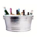 Sol Living Galvanized Beverage Tub for Parties Stainless Steel Drink Tub Cooler Ice Bucket for Hosting Parties Drink Bucket with Handles Wine Bucket Single Wall - 6.3 Gallons - 20.5" x 14.5" x 9.5”