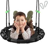 ZBZBML 24 Inch Tree Swing with PP Mat for Kids and Adults - Durable, Safe,Outdoor/Indoor Saucer Swing,Flying Circle Swing for Yard Garden Playground Park Bedroom (24 inch Diameter, Black)