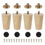 VADUDA Wooden Furniture Legs 8cm Wood Sofa Legs Set of 4 Replacement Chair Legs Table Legs Cabinet Legs Bed Legs Couch Legs Furniture Feet with Mounting Plates & Screws for Home Coffee Table Dresser