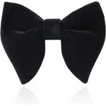 VOICI France Mens Silky Velvet touch pre knotted Bow Necktie Adjustable Band Free Size (Black Oversized)