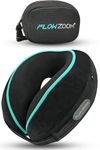 FLOWZOOM Dream Travel Neck Pillow for Airplane & Car – Adjustable Memory Foam Travel Cushion with Higher Sides for Extra Support, Soft, Washable Plush Cover and Compact Mesh Bag - Black