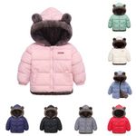 liangp Baby Clothes Sale Toddler Girl Fleece Inner Hoodie Bear Ear Coat Warm Padded Jacket Zipper Boy Clothing Winter Outfit Thick Long Sleeve for Coloured Girls