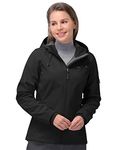 33,000ft Women's Waterproof Jacket, Ladies Lightweight Hooded Softshell Jacket Windproof Fleece Rain Jacket for Outdoor Hiking Black M