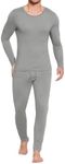 Ekouaer Men's Long Johns Thermal Underwear Comfy Soft Elastic Fabric Base Layer Set Cold Weather Warm Top and Bottom Light Grey