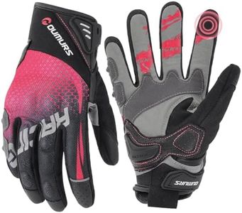 Oumurs Motorcycle Gloves for Women, Cycling Gloves for Outdoor Sports On-Road/Off-Road/Mountain Motorcycle Motorcross Motorbike Dirt Bike Bicycle Racing ATV UTV, Pink, L