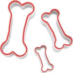 3 Pieces Dog Bone Treat Cookie Cutters Set, Dog Bone Treat Cookie Cutter, Bone Shape Cookie Cutters, Holiday Cookie Cutters, Metal Cookie Cutters, Coated with Soft PVC for Protection, 2.7" 3'' 3.3''