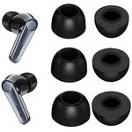 JNSA Memory Foam Ear Tips Noise Canceling Foam Ear Tip Compatible with EarFun Air Pro 3 / Air Pro 2 / EarFun Air, No Silicone Eartips Pain, Fit in Charging Case, 3 Pairs (S/M/L, Black) 214efb3