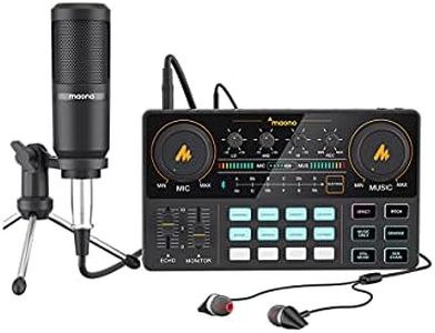 Maono AM200 - USB Sound Card with Microphone - All in One Portable Podcaster Package